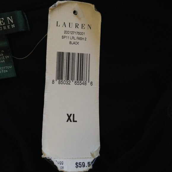 NWT Lauren, Ralph Lauren "XL" "Flash 2" Black Ruffled Peasant Blouse, Boho chic - Picture 5 of 6